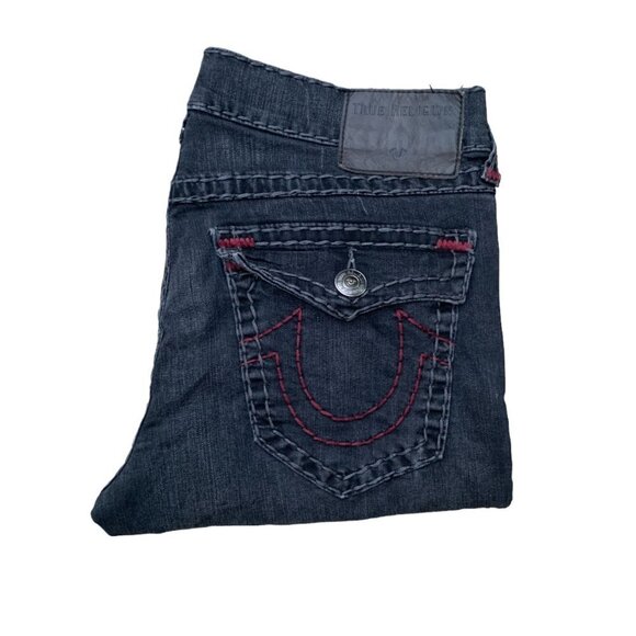 Vintage True Religion Jeans Size 34 RICKY Gray Red Stitch - Picture 2 of 10
